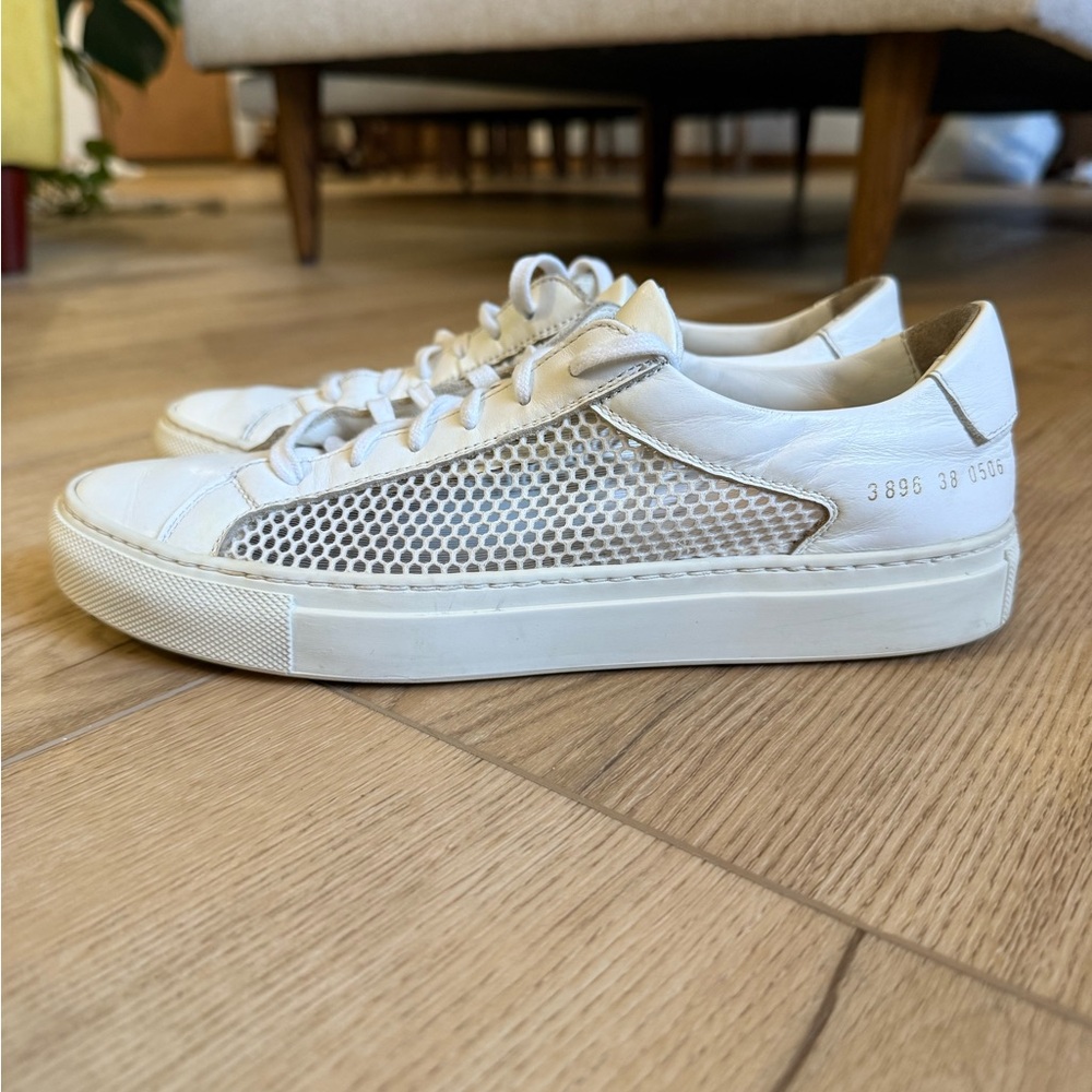 Common Projects White Leather Sneakers with Mesh Detail